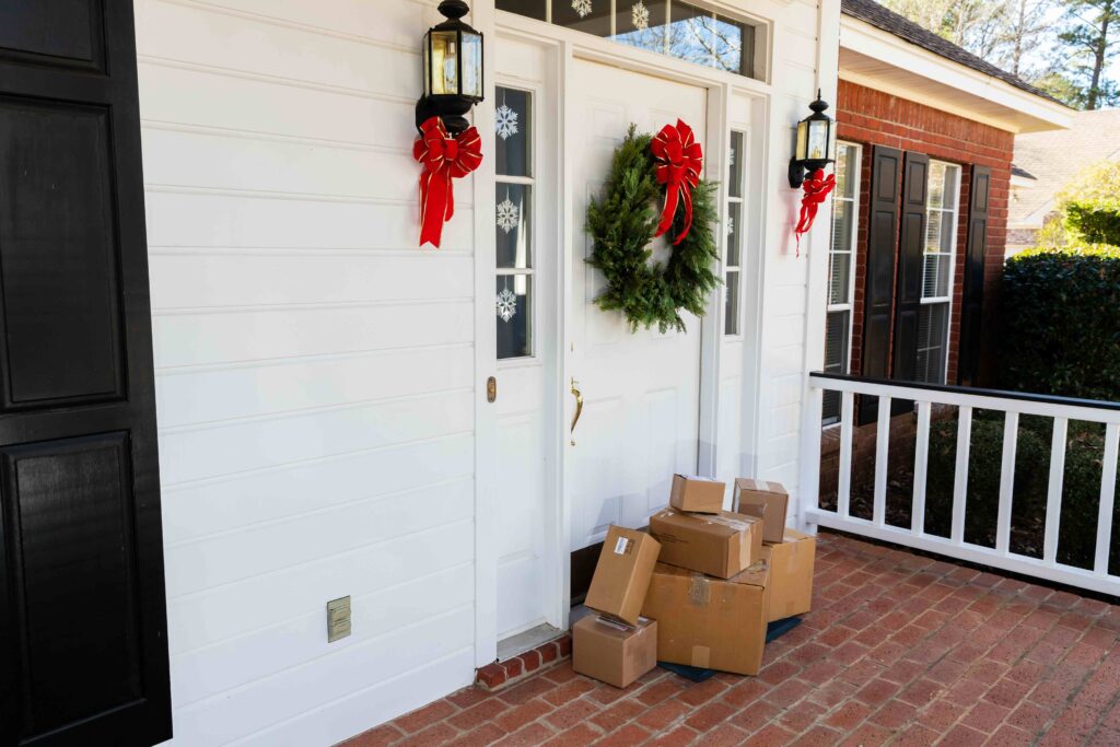 packages sitting on porch of house needing home security set up