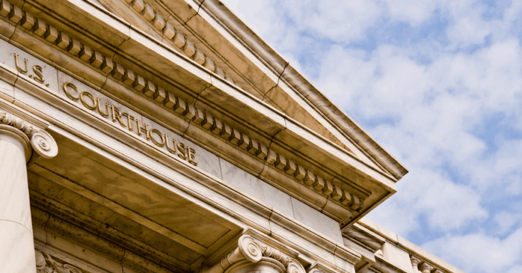 A U.S. Courthouse that has government security systems