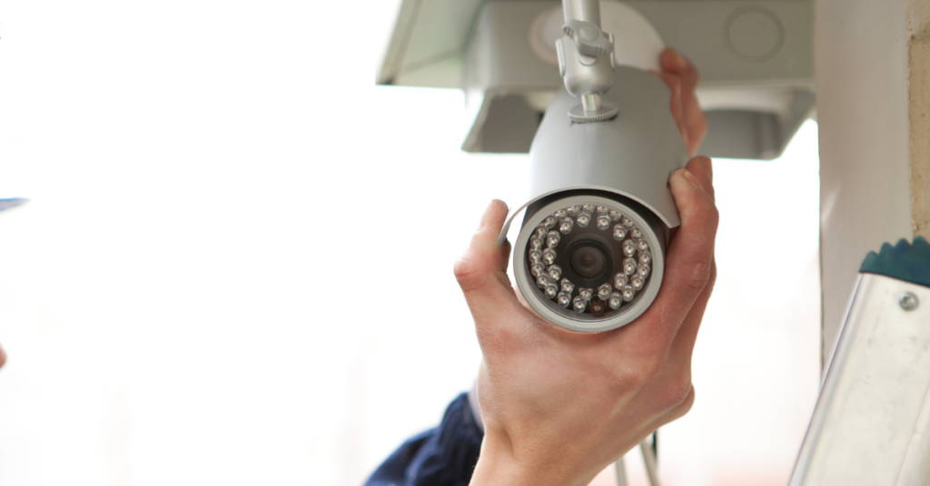 A security camera system being installed at a business by NGSC Inc.