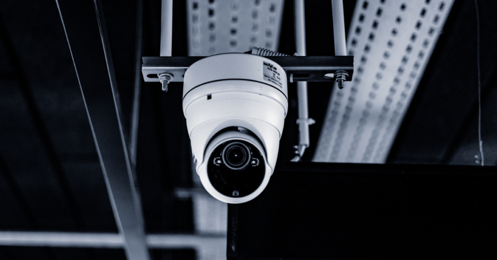 A security camera that is a part of a commercial security system installation